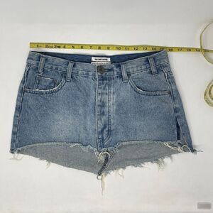 One Teaspoon Blue Junkyard Low Waist Relaxed Fit Curved Hem Denim Shorts Size 27